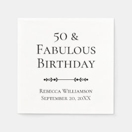 ファイブティ・アンド・ファビュラス 名前入り 50歳の誕生日パーティー スタンダードカクテルナプキン