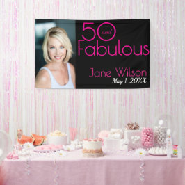 ファイブティ・アンド・ファビュラス! 50歳の誕生日お祝いフォトプロップス 横断幕