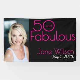 ファイブティ・アンド・ファビュラス! 50歳の誕生日お祝いフォトプロップス 横断幕