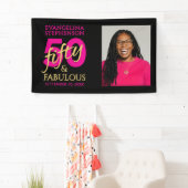 ファイブティ・アンド・ファビュラス 50歳の誕生日お祝い写真 横断幕 (インサイチュ)