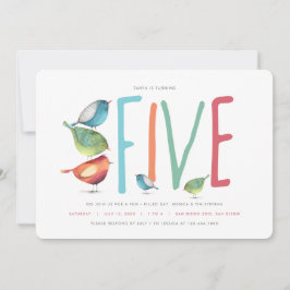 ファイブバーディー5歳の誕生日パーティーの招待状 招待状