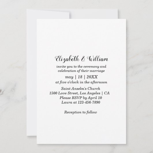 ファイブフォトコラージュモダン結婚式招待状 招待状 (裏面)