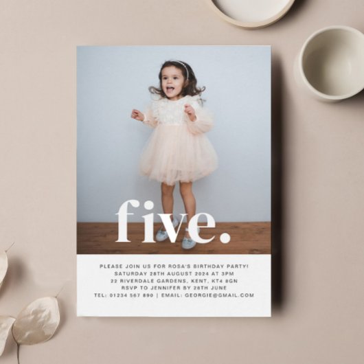ファイブフォトファースト誕生日招待状 招待状