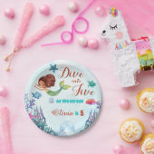 ファイブブラウンマーメイドの5番目の誕生日の女の子にダイビング ペーパープレート (パーティー)