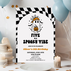 ファイブ・イズ・ア・スプーキー・バイブ ハロウィン 5歳の誕生日パーティー 招待状