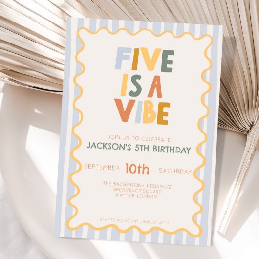 ファイブ・イズ・ア・バイブ 5歳の誕生日 招待状