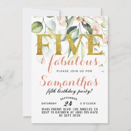 ファイブ&ファブルースガールズ誕生日招待状 招待状 (正面)