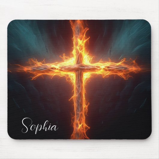 ファイヤーイエズクロスアートイエズクロスイラストレーション マウスパッド (正面)