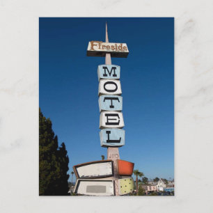 ファイヤーサイド・イン・モーテルの古い看板、サンタクルーズ、カリフォルニア ポストカード