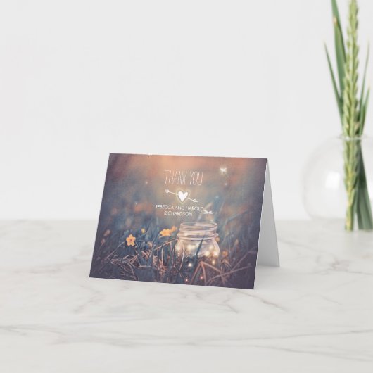 ファイヤーフライのマスンジャーを使った素朴な結婚式のお礼 サンキューカード (正面)