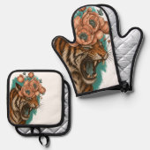 ファイリータイガー開花 鍋つかみ&鍋敷きセット (正面/裏面)