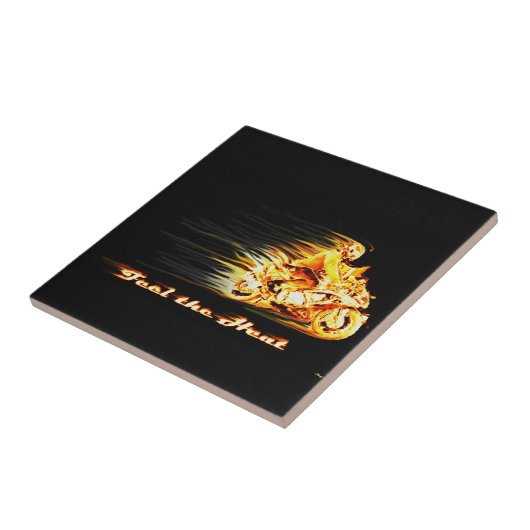 ファイリーバイクもしくは自転車に乗る人オートバイファンタジーアート タイル (側面)