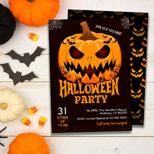 ファイリーパンプキンハロウィーンのカボチャのちょうちんこうもり不気味ハロウィーン 招待状