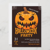 ファイリーパンプキンハロウィーンのカボチャのちょうちんこうもり不気味ハロウィーン 招待状 (正面)