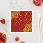 ファイリーレッド金ゴールド王室のインディアンアラビアテーマモロッコ スタンダードカクテルナプキン (インサイチュ)