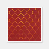 ファイリーレッド金ゴールド王室のインディアンアラビアテーマモロッコ スタンダードカクテルナプキン (正面)