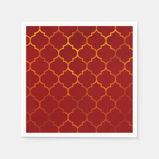 ファイリーレッド金ゴールド王室のインディアンアラビアテーマモロッコ スタンダードカクテルナプキン (正面)