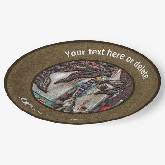 ファイリー回転木馬ホースアートパーソナライズされたパーティー ペーパープレート (アングル)