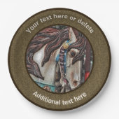 ファイリー回転木馬ホースアートパーソナライズされたパーティー ペーパープレート (正面)