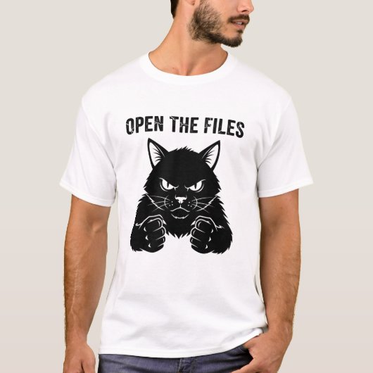 "ファイルを公開せよ" 怒りの黒猫の拳 - メンズ Tシャツ (正面)