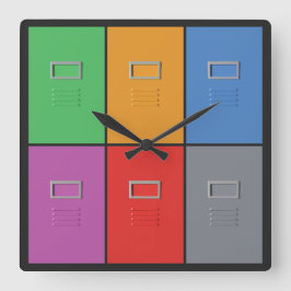 ファイルキャビネカスタムットのウォールクロック スクエア壁時計