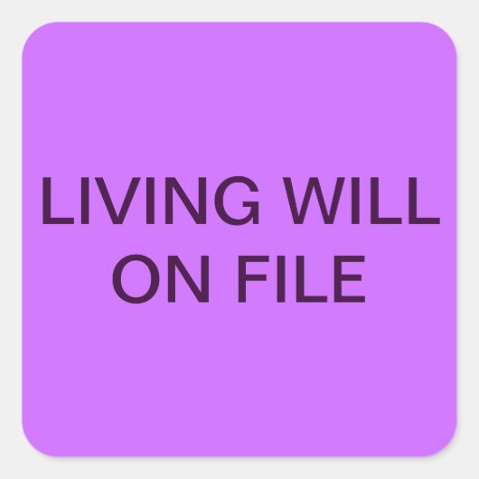 ファイルグラフラベル上のLiving Will スクエアシール (正面)