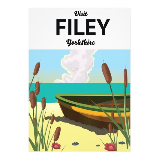 ファイルリー、ヨークシャーの海岸旅行ポスター フォトプリント            (正面)