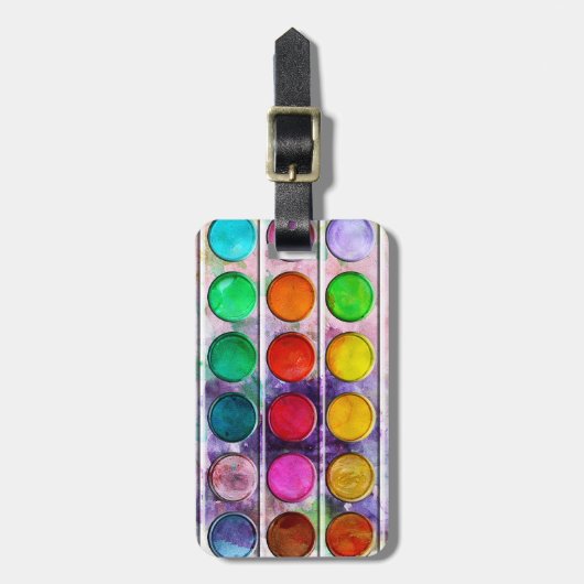 ファインアートのおもしろいのカラフルなペンキの絵の具箱 ラゲッジタグ (正面縦)