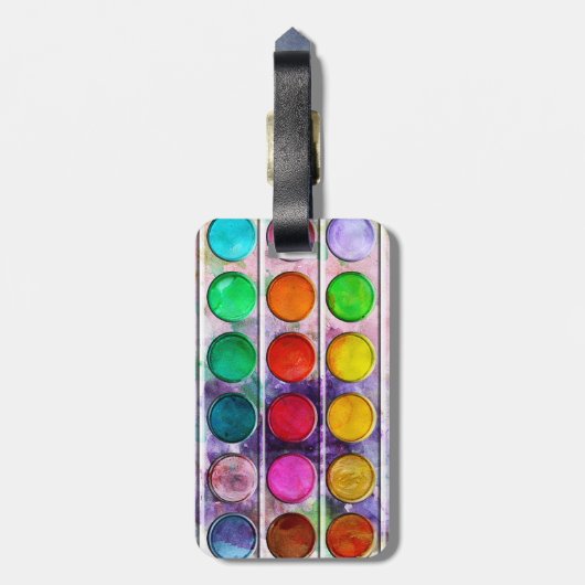 ファインアートのおもしろいのカラフルなペンキの絵の具箱 ラゲッジタグ (裏面縦)