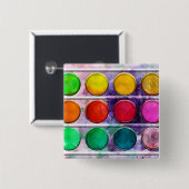 ファインアートのおもしろいのカラフルなペンキの絵の具箱 缶バッジ (正面&裏面)