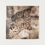 ファインアートのオスヒョウまたはヒョウのポートレート タペストリー (正面(横))