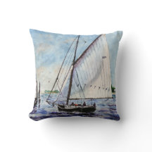 ファインアートのヨットの水彩画に沿って航海