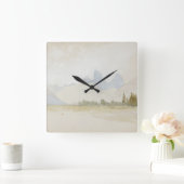 ファインアートの水彩風景ザ・テトンアイダホ スクエア壁時計 (ホーム)