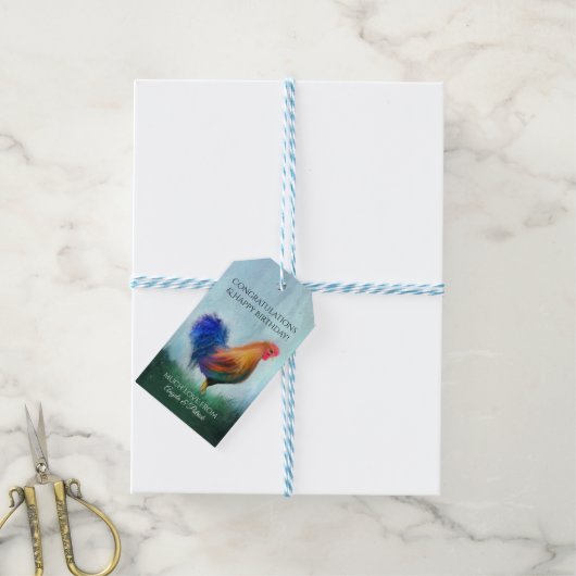 ファインアートの絵画おめでとうラベル ギフトタグ (より糸付き)