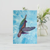 ファインアートの織物亀。グリーティングカード (スタンド正面)