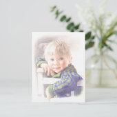 ファインアートはがき – 小さいたずら、色鉛筆 ポストカード (スタンド正面)