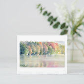 ファインアートはがき – 秋の湖、水色 ポストカード (スタンド正面)