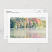 ファインアートはがき – 秋の湖、水色 ポストカード (正面/裏面)