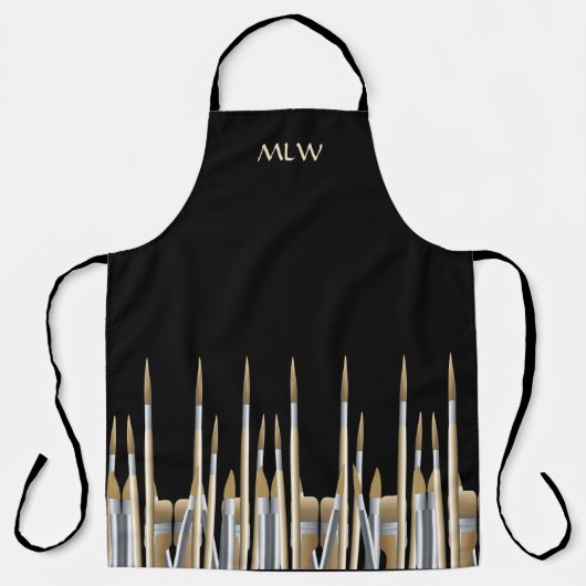 ファインアートアーティストパレットとブラシパーソナライズされた エプロン (正面)
