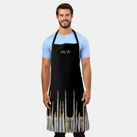 ファインアートアーティストパレットとブラシパーソナライズされた エプロン (着用した状態)