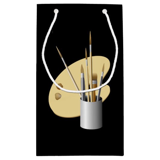 ファインアートアーティストパレットとブラシパーソナライズされた スモールペーパーバッグ (裏面)