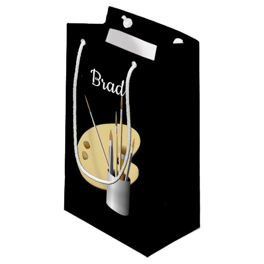 ファインアートアーティストパレットとブラシパーソナライズされた スモールペーパーバッグ (正面アングル)