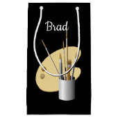 ファインアートアーティストパレットとブラシパーソナライズされた スモールペーパーバッグ (正面)