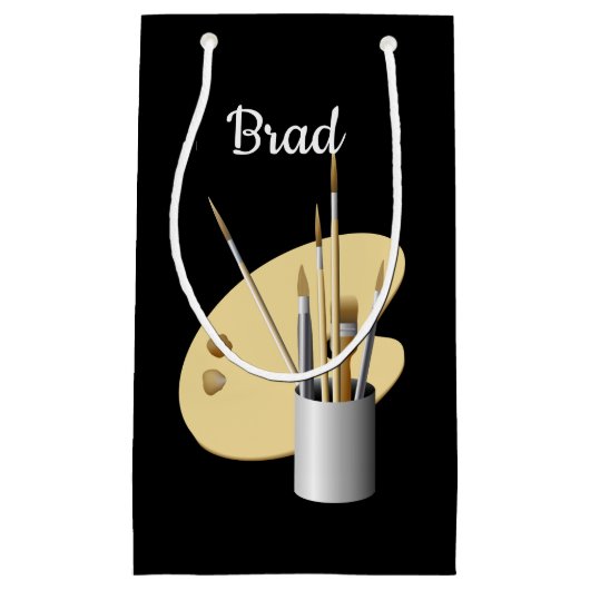 ファインアートアーティストパレットとブラシパーソナライズされた スモールペーパーバッグ (正面)