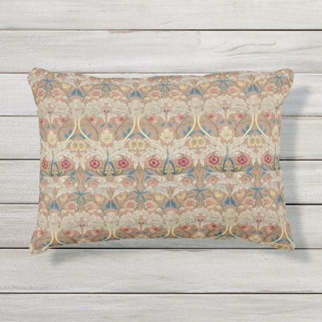ファインアートウィリアムモリスフローラ刺繍 アウトドアクッション (正面)