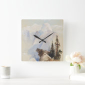 ファインアートウォーターカラーマウンテンハーフドームヨセミテ スクエア壁時計 (ホーム)