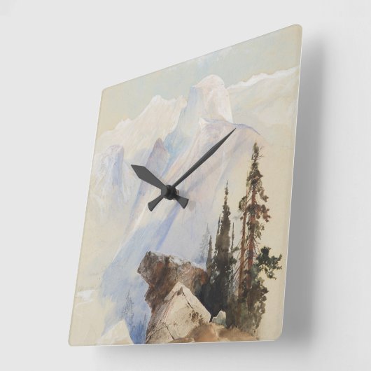 ファインアートウォーターカラーマウンテンハーフドームヨセミテ スクエア壁時計 (傾斜)