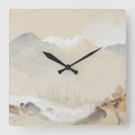 ファインアートウォーターカラーランドスケープツインレイクコロラド スクエア壁時計