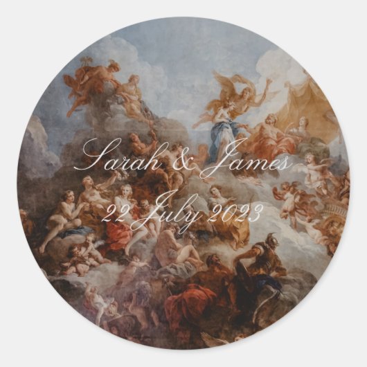 ファインアートエレガントヴィンテージ結婚式のシール ラウンドシール (正面)