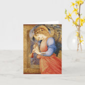 ファインアートエンジェルとフルートのノートカード カード (黄色い花)